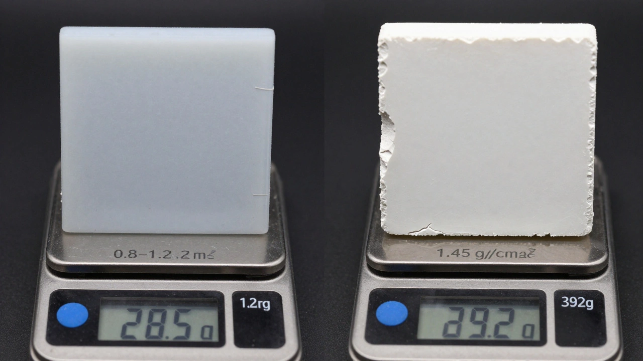 Сравнение материалов: оригинал из полистирола с тонкими стенками и незаметными литьевыми линиями против подделки из ПВХ с грубыми швами и толстыми стенками.