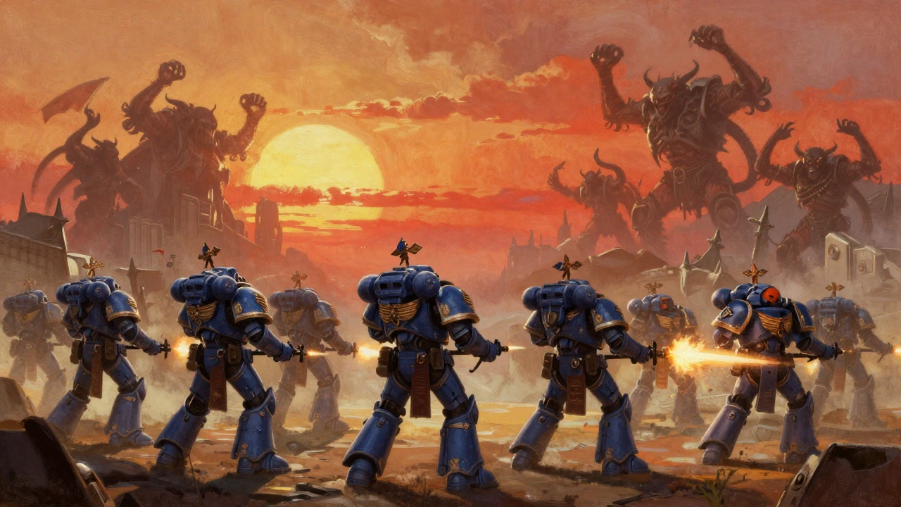 Космодесант и Имперские Рыцари обороняют колонию от Хаоса