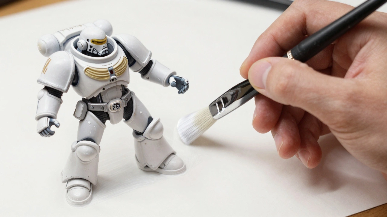 Нанесение белой грунтовки на миниатюру Warhammer 40K