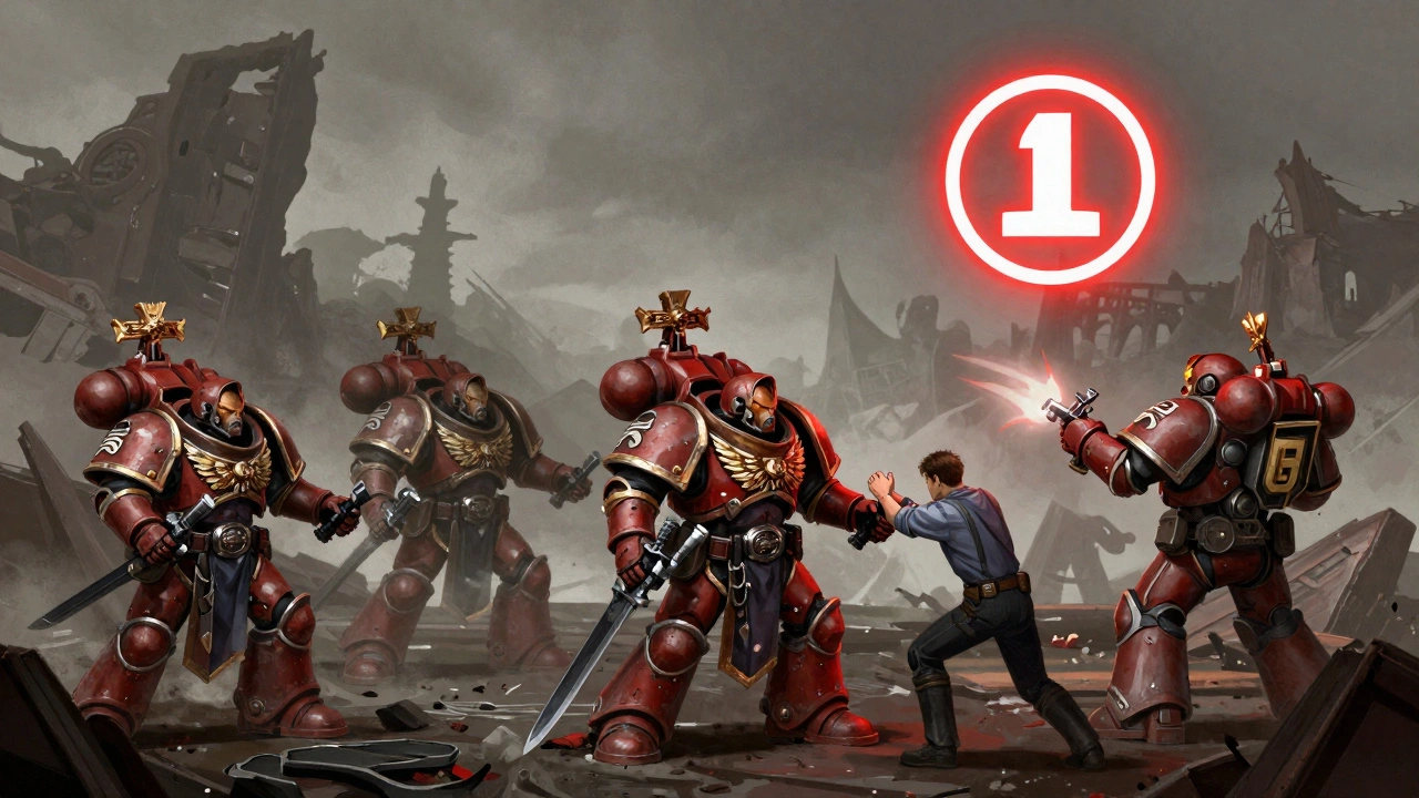 Три раны равномерно распределены между тремя моделями в отряде, несмотря на попытку спасти командира.