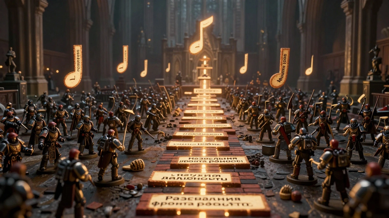 Абстрактная дорога из кирпичиков с заметками о ошибках и победах, ведущая от миниатюр Warhammer 40K к свету стратегии.