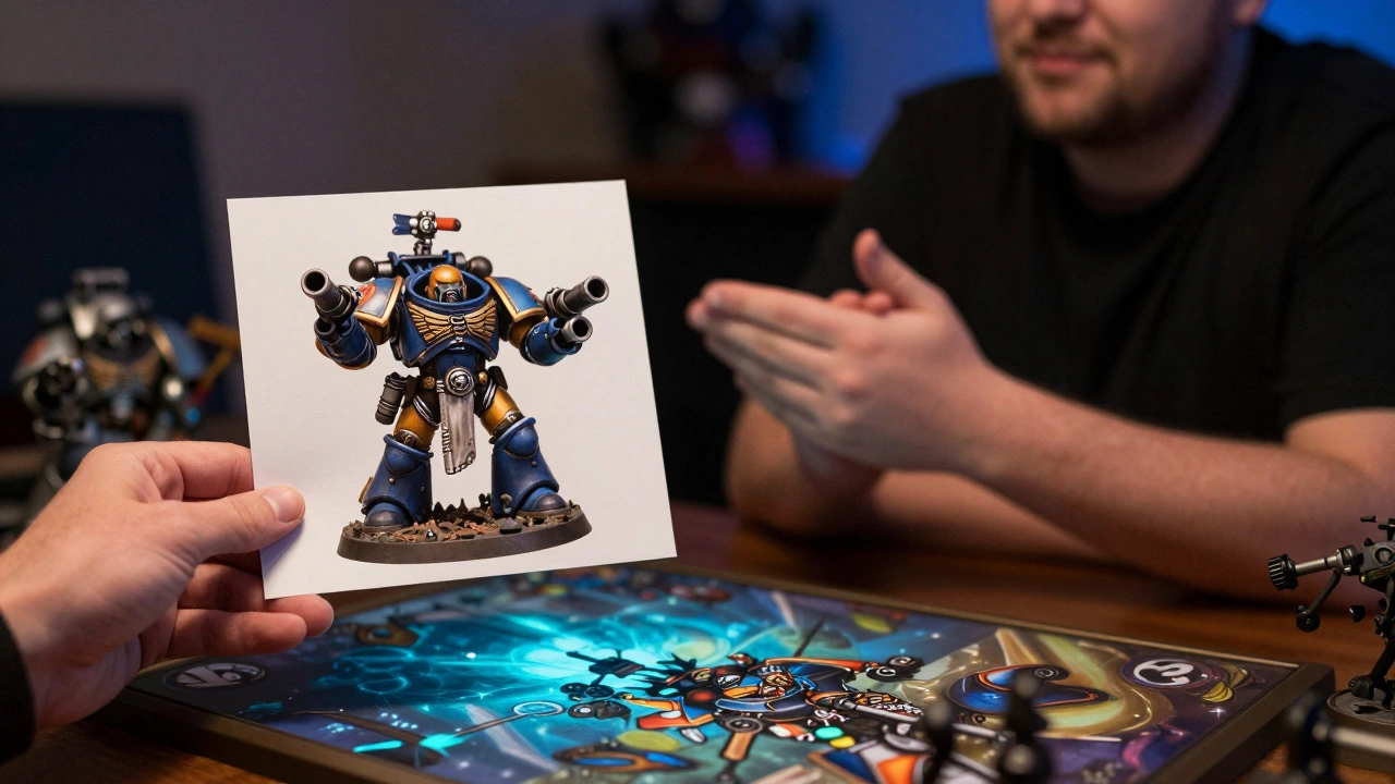 Кастомная модель Смертного Стража с двумя пушками и оппонент, согласный на использование в игре.