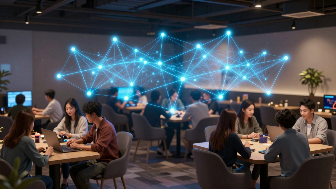 Концепт объединения цифровой сети и физического зала.