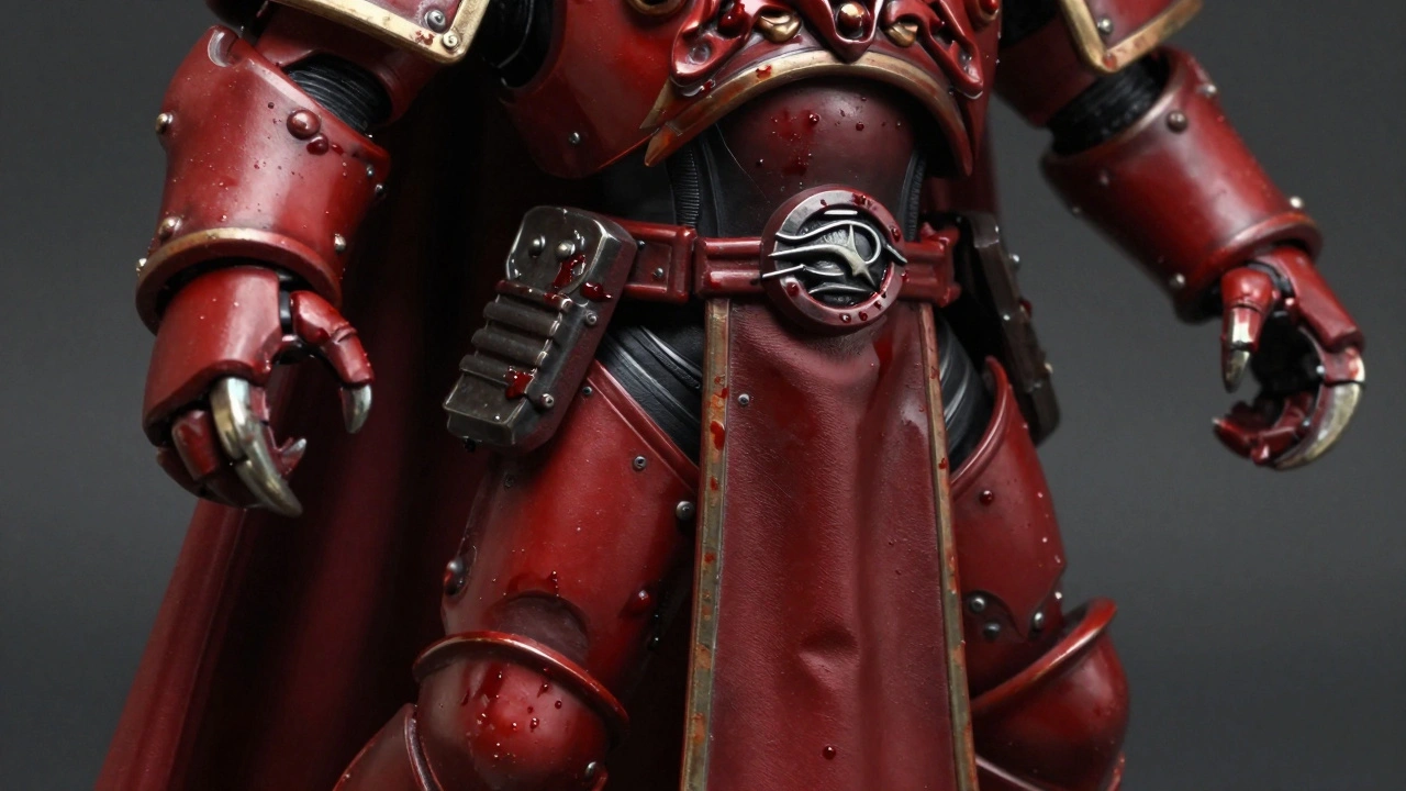 Модель с глянцевыми деталями и сатиновой броней на тёмном фоне.