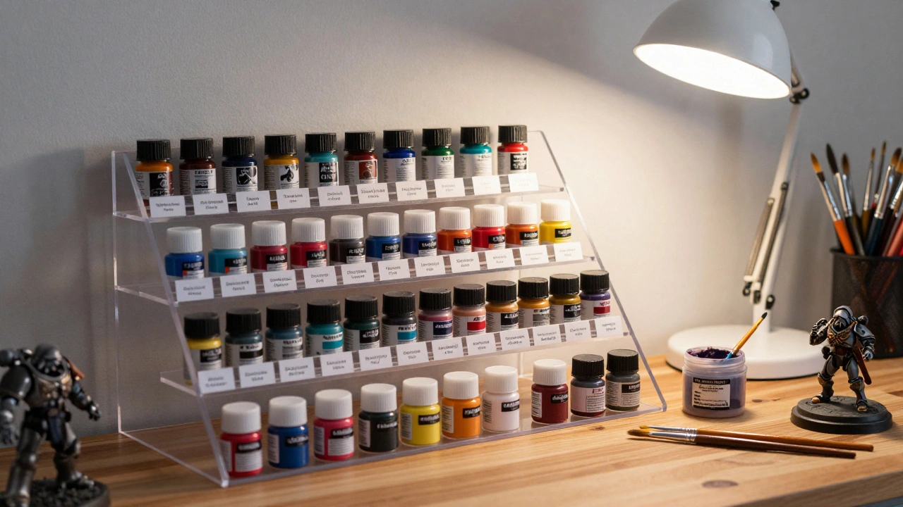 Организация красок Warhammer 40K: стойки, кейсы и порядок