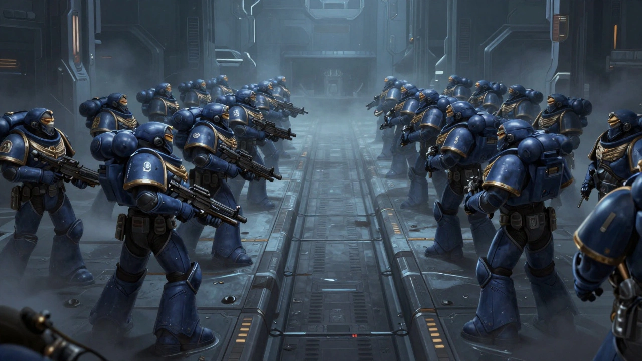 Противоборствующие армии миниатюр на расстоянии друг от друга.