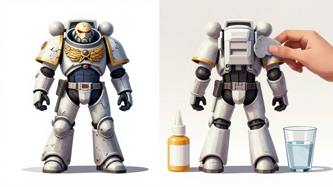 Сравнение: плохо собранная и идеально покрашенная миниатюра Warhammer 40K.