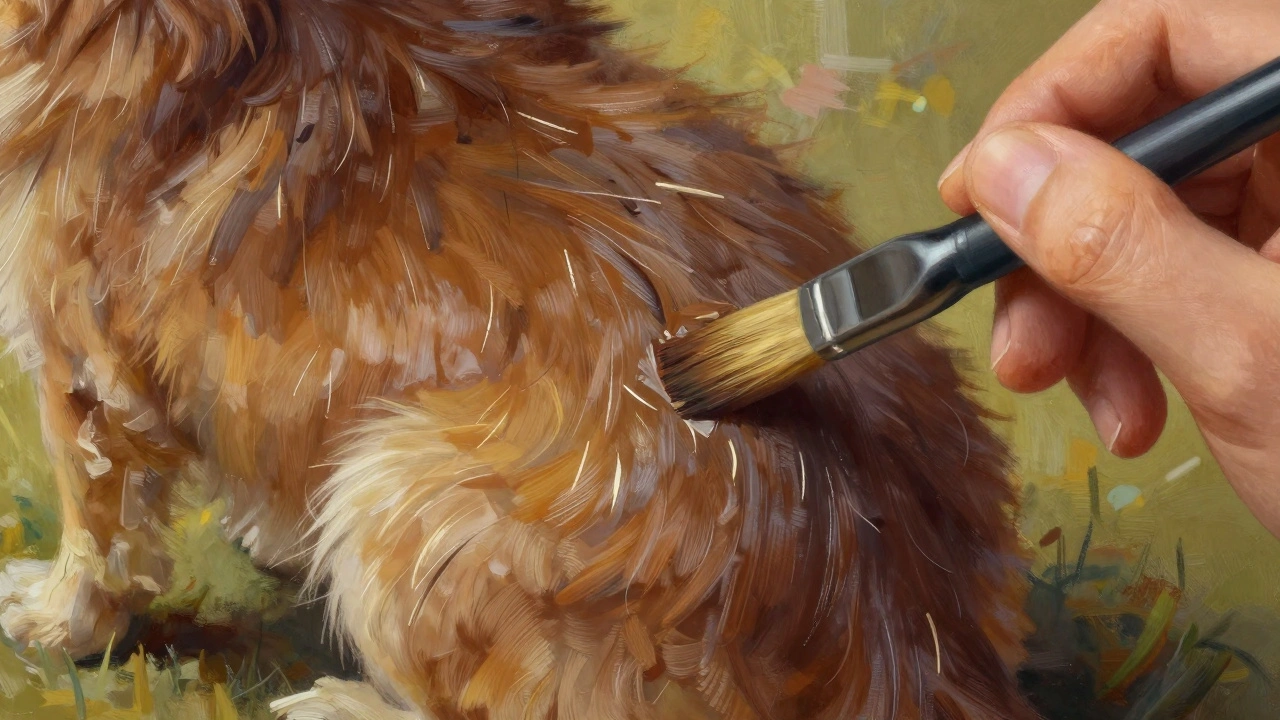 Техника сухой кисти для создания текстуры меха