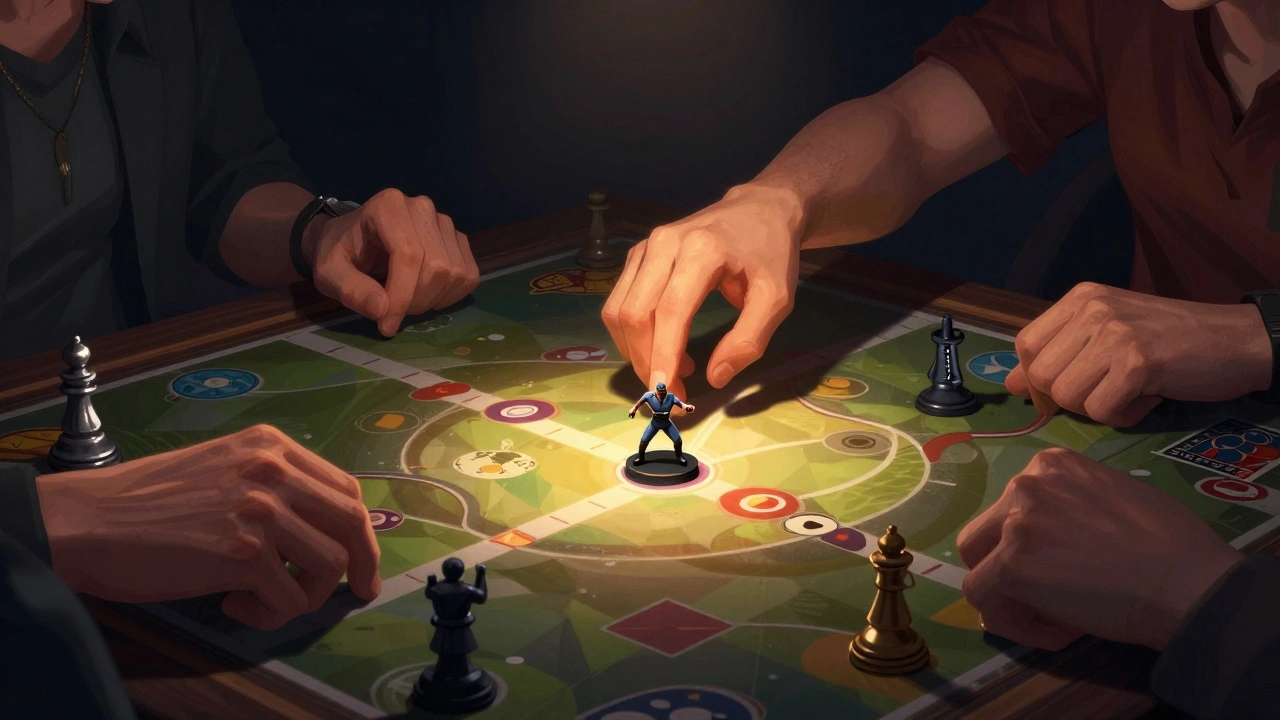 Двое игроков в напряженный момент принятия тактического решения за столом