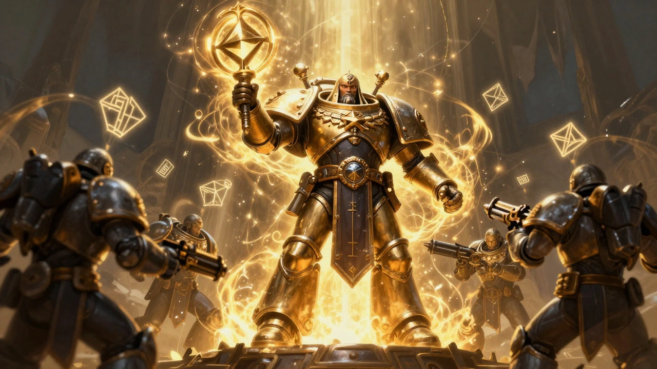 Герой-баффер передает энергию усиления своему отряду в эпической стилистике