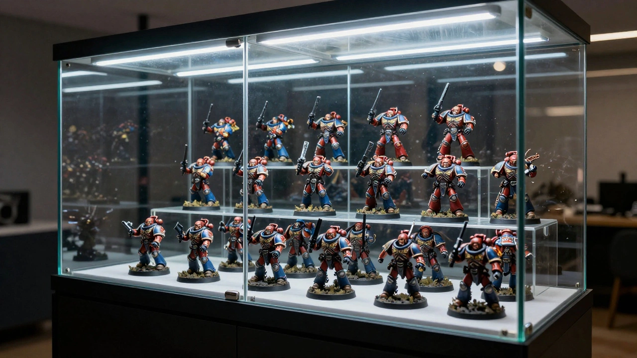 Готовая армия Warhammer 40K в стеклянной витрине с LED-подсветкой