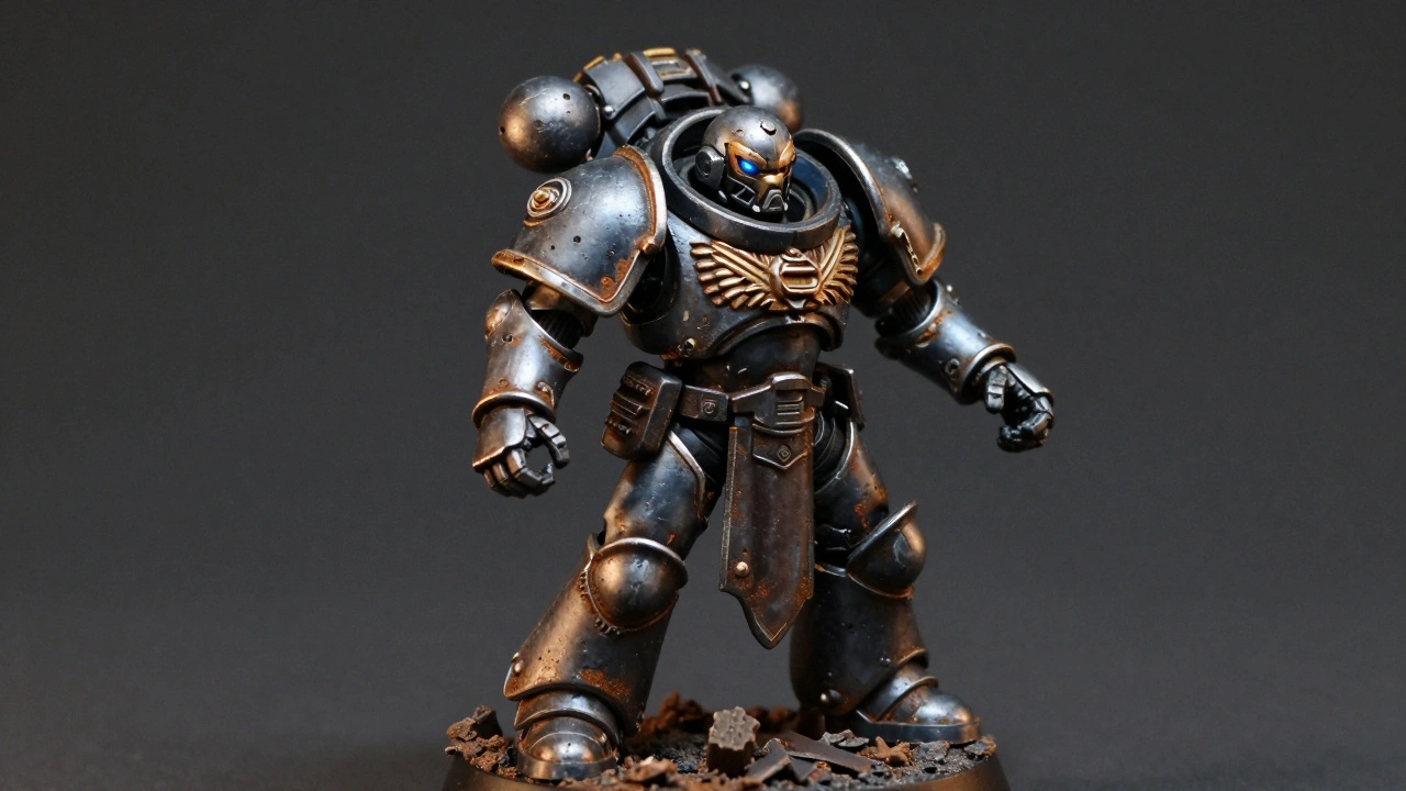 Готовая миниатюра с эффектами старения, глубокими тенями и металлическим блеском