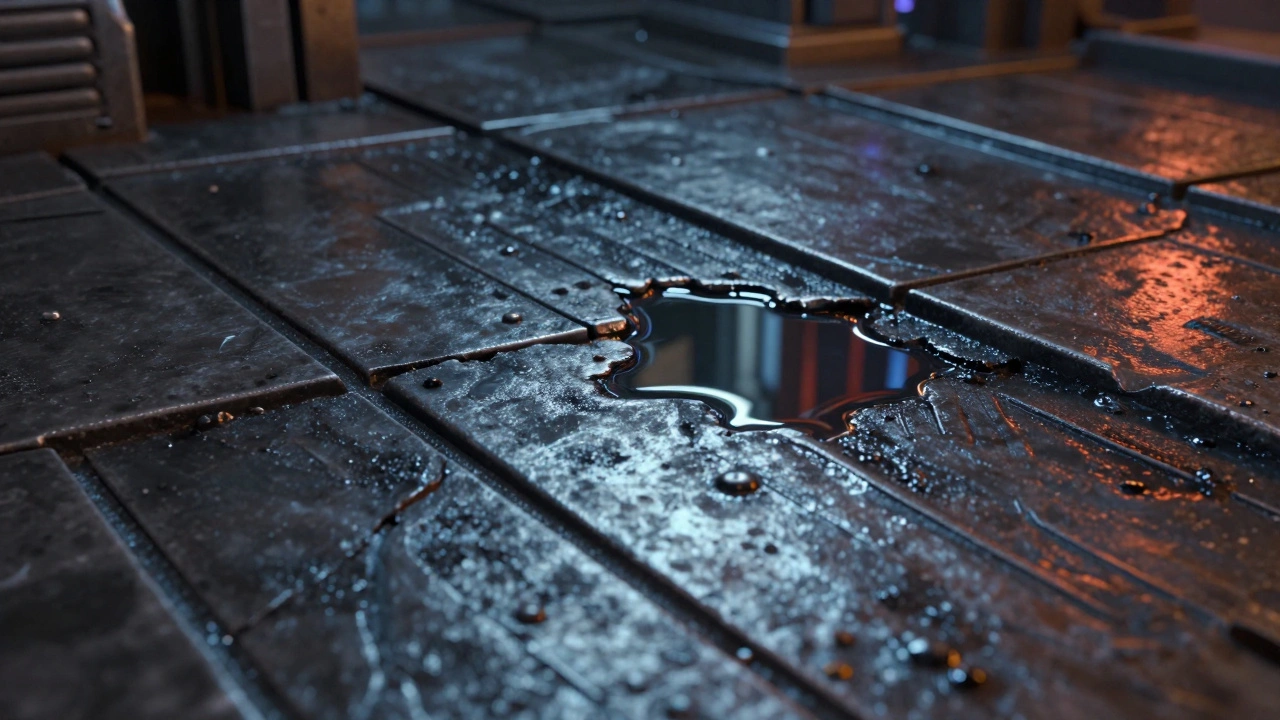 Готовая покрашенная база с рельефным индустриальным полом, эффектом износа и лужей смолы