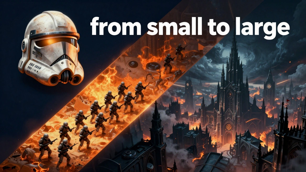 Коллаж от одного шлема воина до масштабов целого готического города