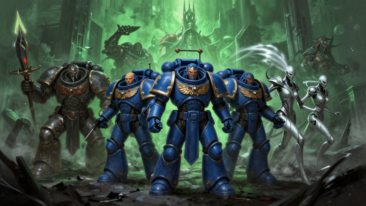 Космические Десантники, Гвардия Смерти и Эльдари в эпическом сражении