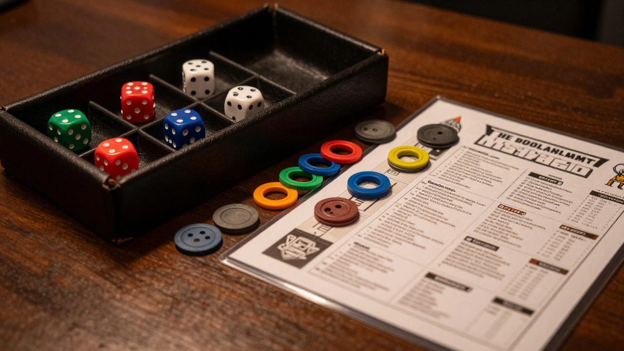 Лоток с кубиками, счетчики урона и распечатанный список армии в протекторах