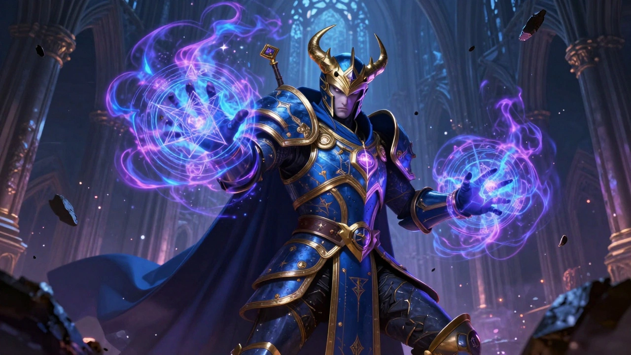 Маг Тысячи Сынов проводит мощный психический ритуал в руинах собора