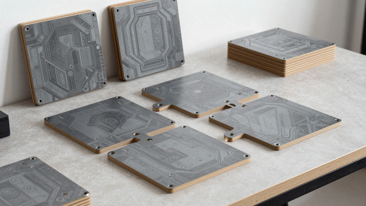 Модульная система игрового поля из фанерных плит, собранная на столе.