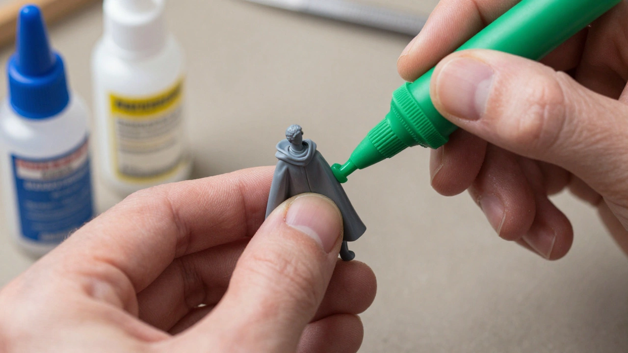 Процесс лепки деталей миниатюры из зеленого стаффа