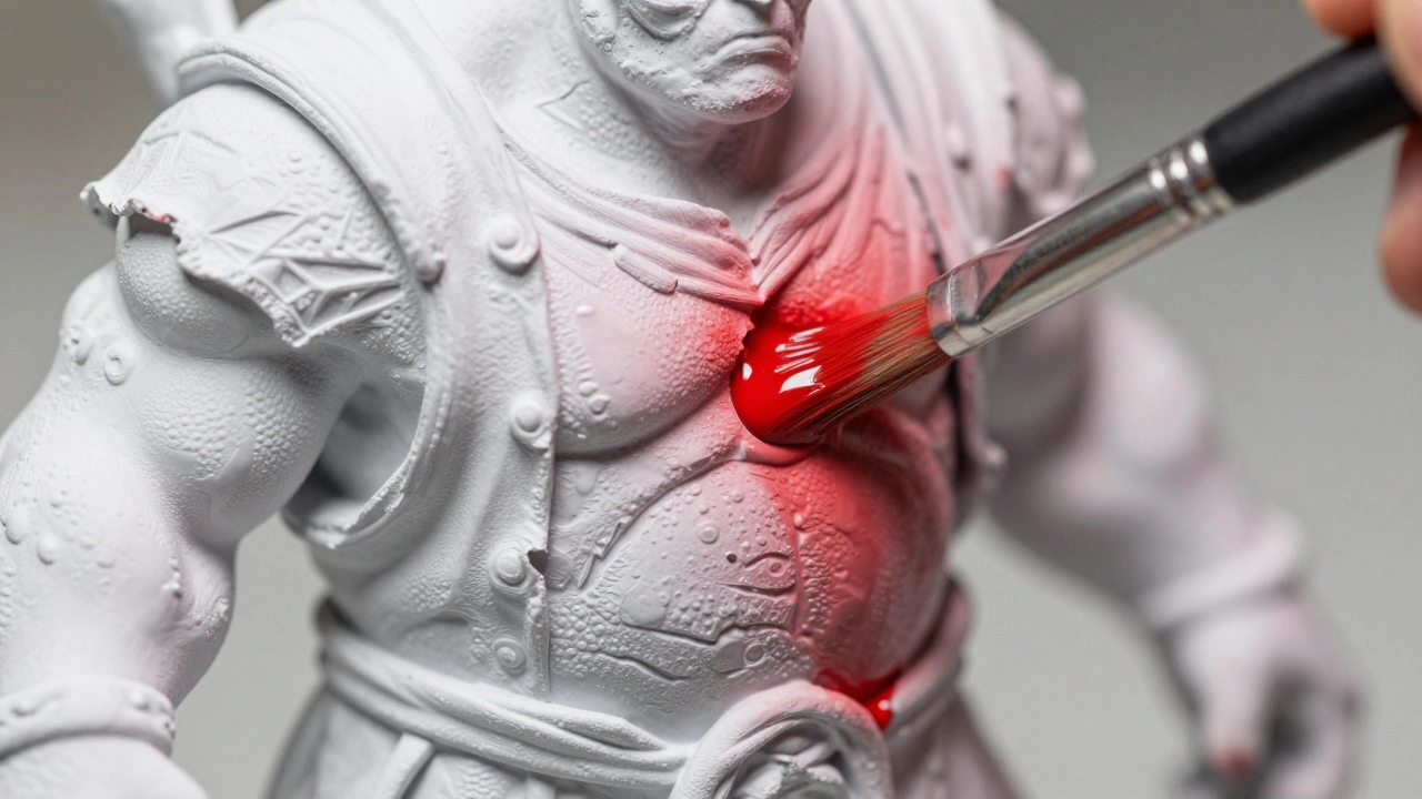 Процесс нанесения контрастной краски на текстурированную модель Орка