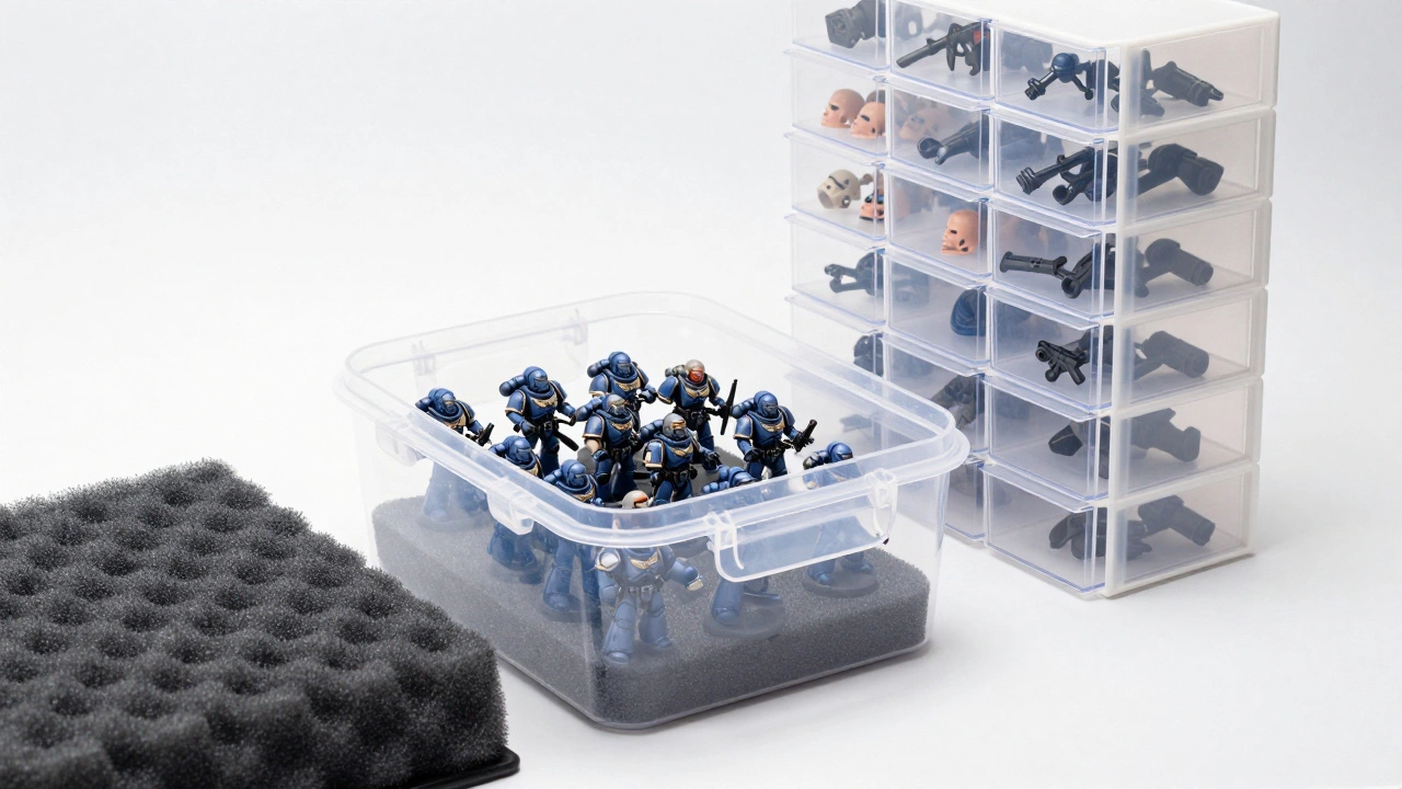 Прозрачные пластиковые контейнеры и органайзеры для хранения деталей миниатюр