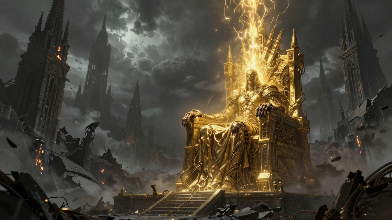 Разрушенная Терра и Император на Золотом Троне после Осады