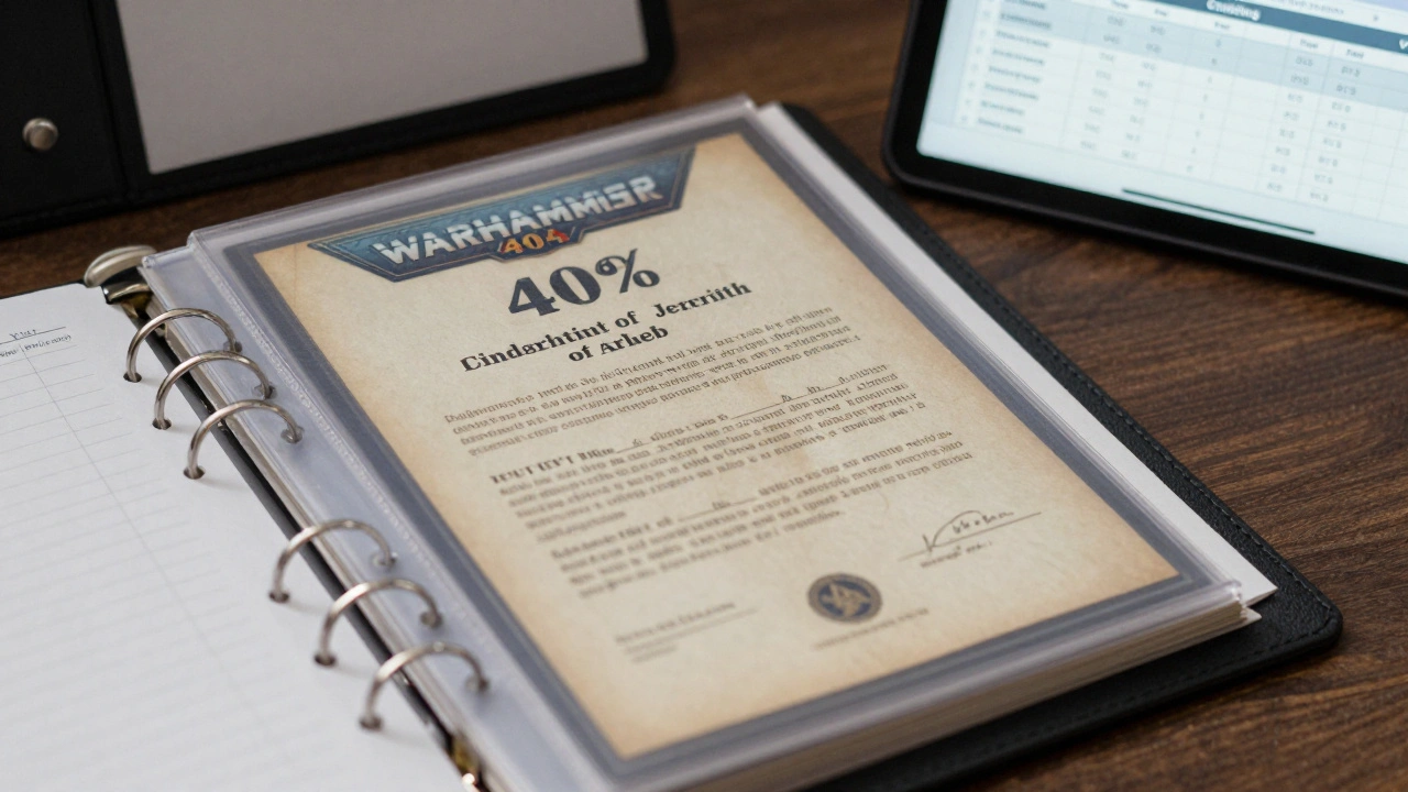 Сертификат Warhammer 40K в защитном прозрачном кармане архивной папки