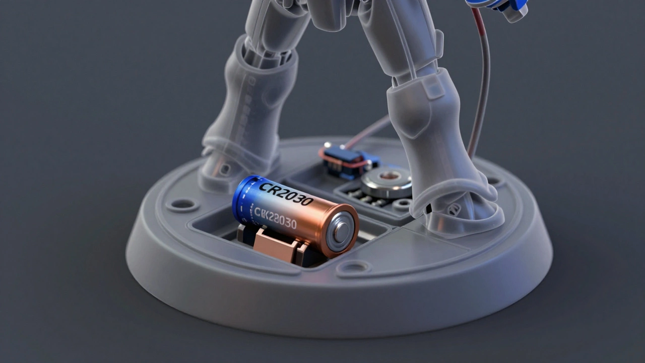 Схема размещения батарейки и переключателя внутри подставки модели