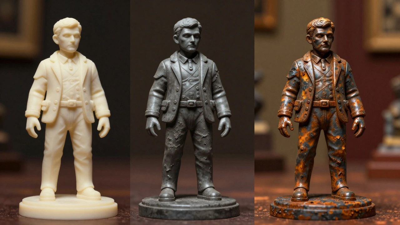 Сравнение трех этапов покраса модели: от базового слоя до профессионального уровня