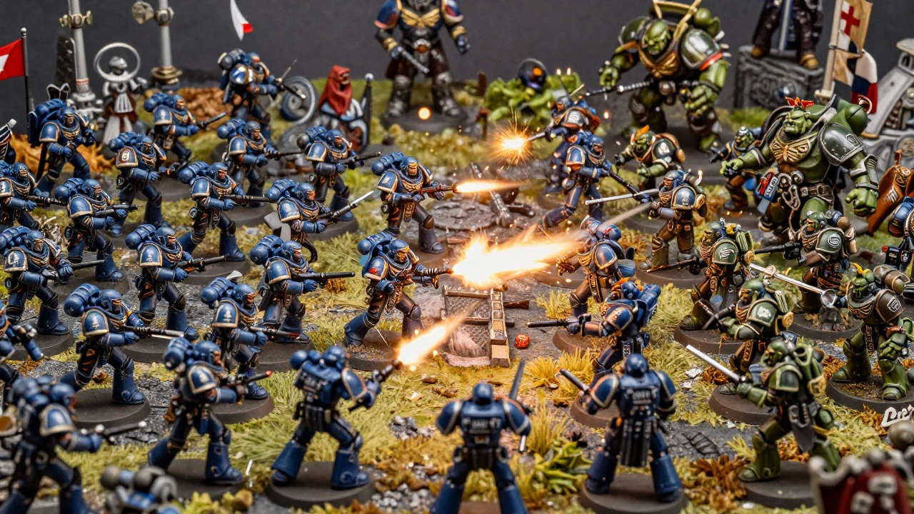 Сражение двух армий формата Combat Patrol на детально проработанном поле боя