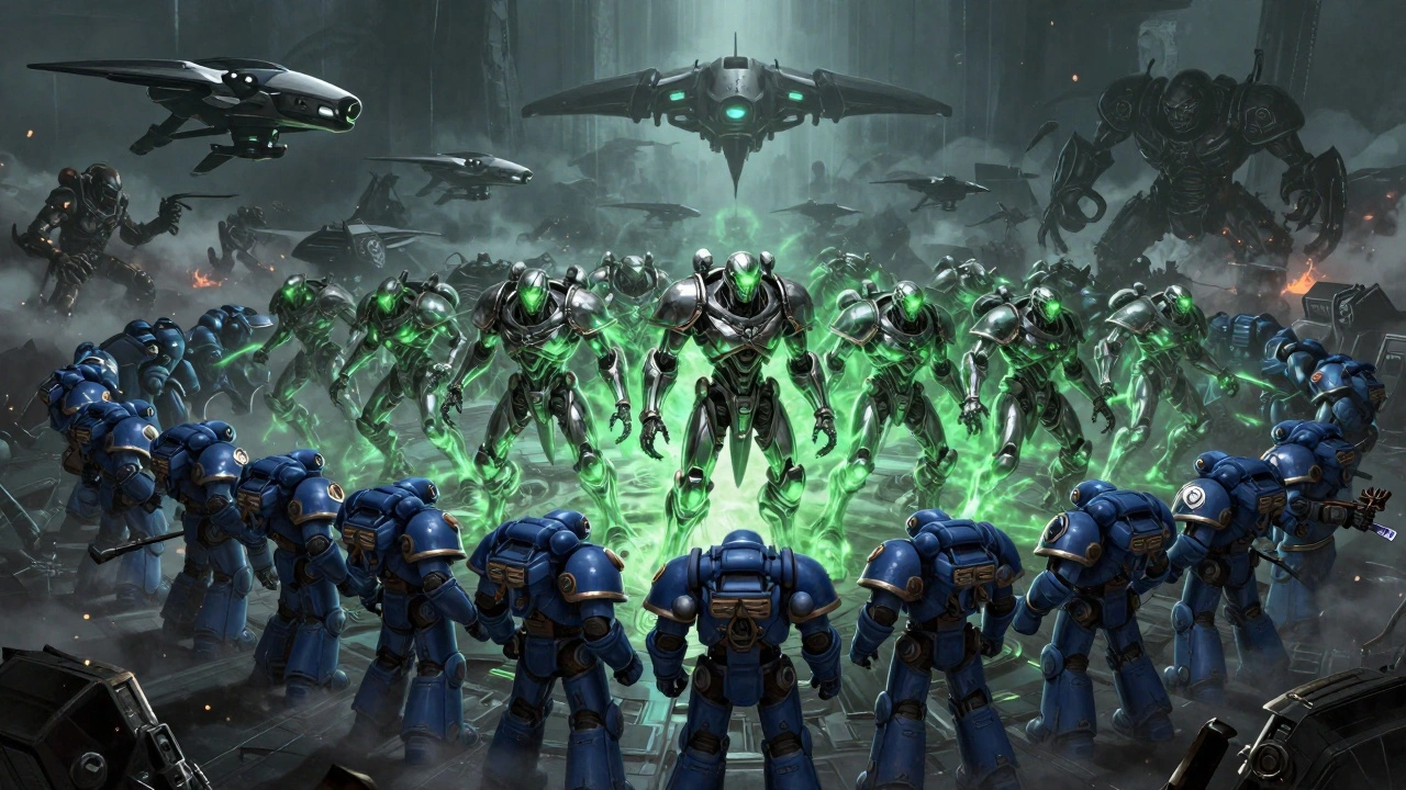 Сражение Космического десанта, Некронов, Тау и Орков на футуристическом поле боя