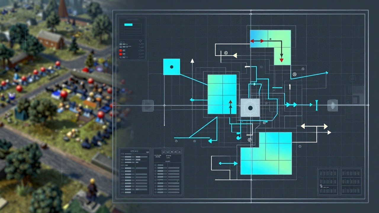 Тактический анализ перемещений войск на столе в виде голограммы