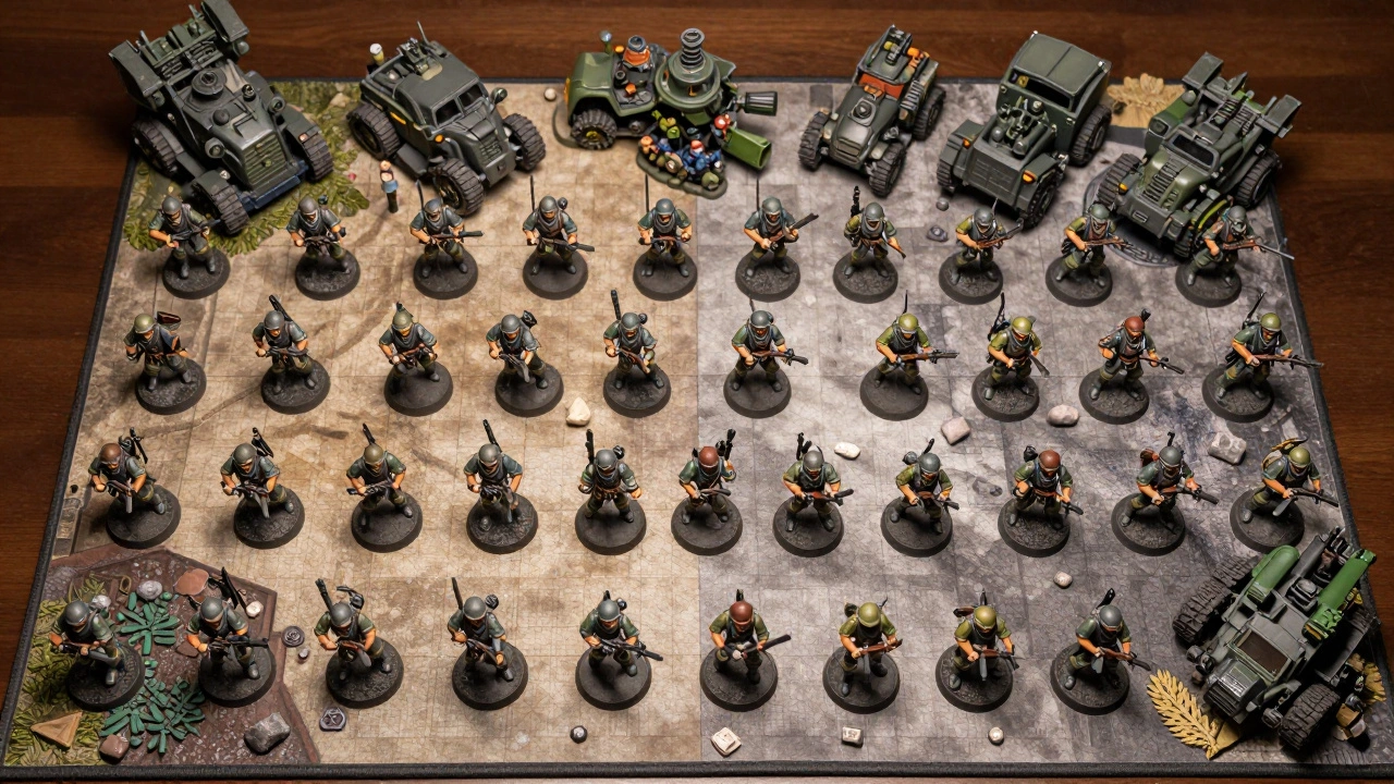 Готовая армия миниатюр Warhammer 40K на игровом поле