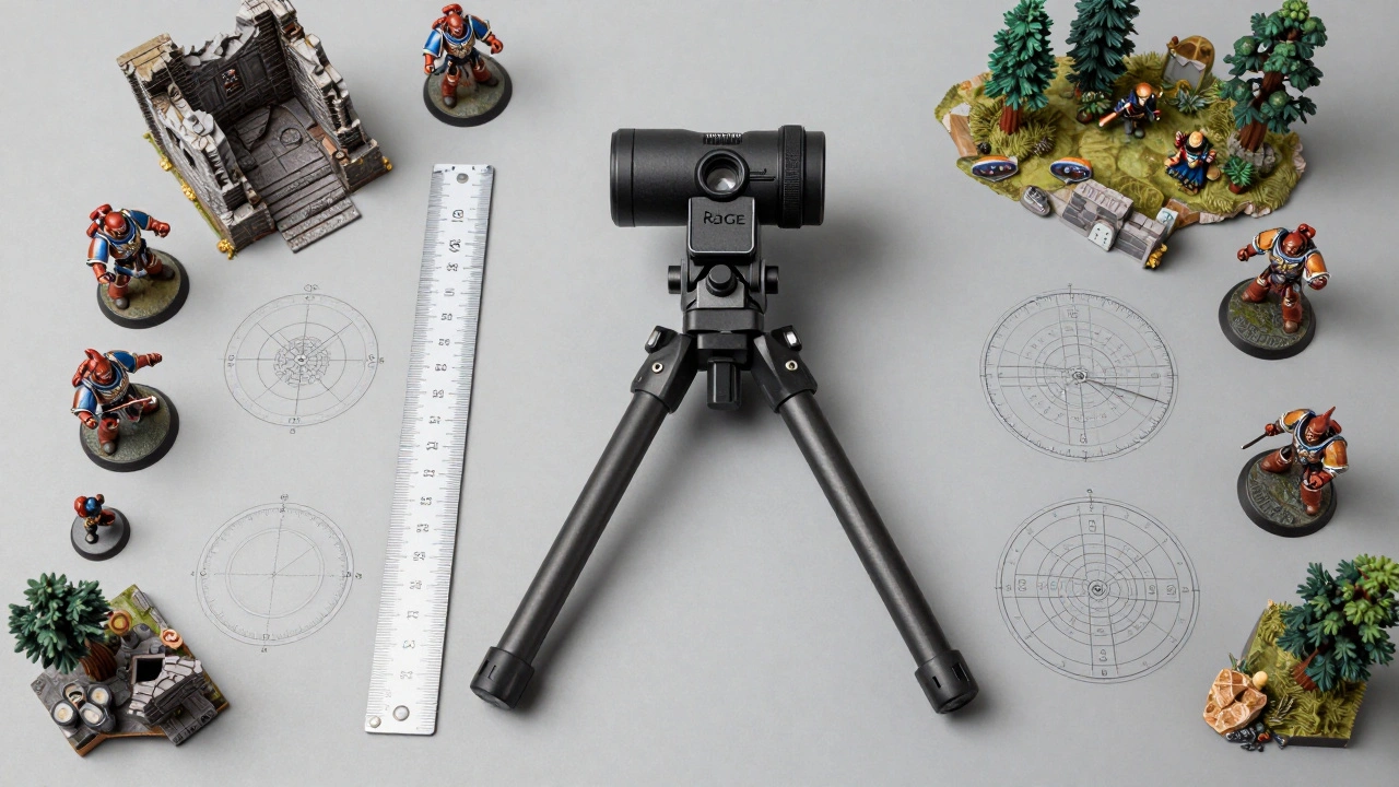 Инструменты для измерения: Range Finder и линейки рядом с фигурками