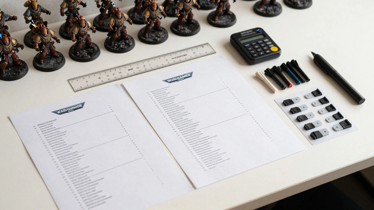 Подготовленные материалы и список армии для турнира Warhammer 40K