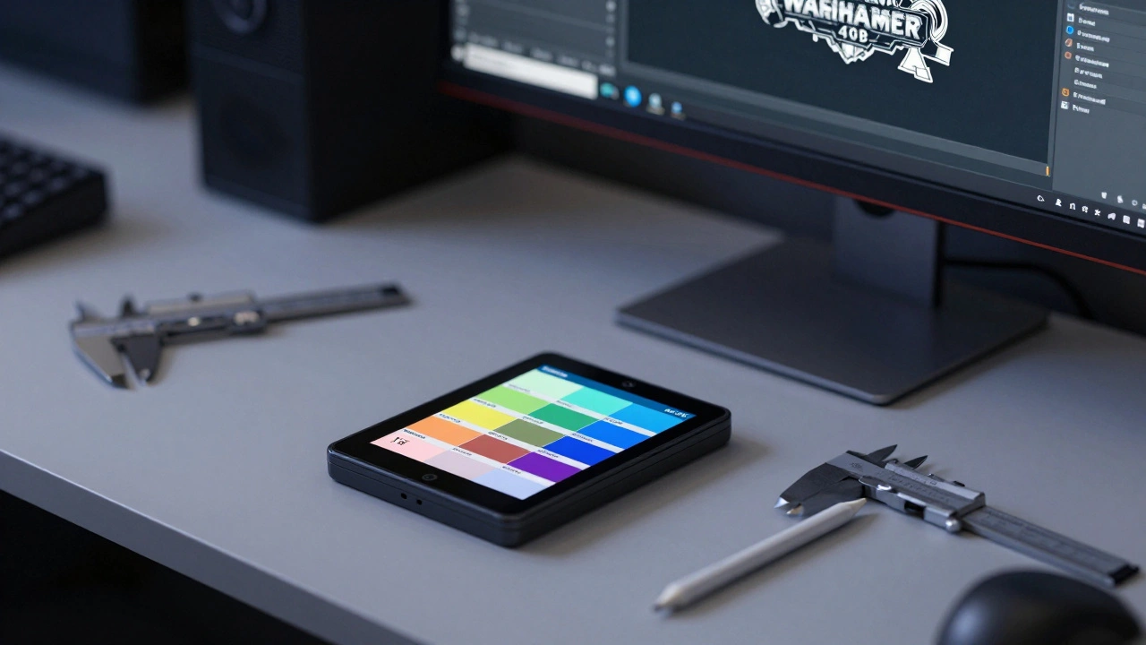 Рабочее место дизайнера с образцами цветов Pantone