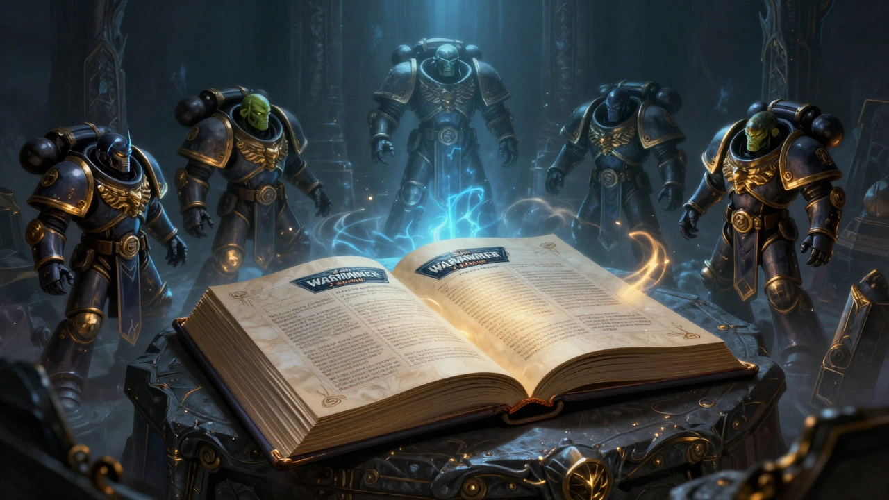 Светящаяся книга правил Warhammer 40k 11-го издания с призрачными войсками