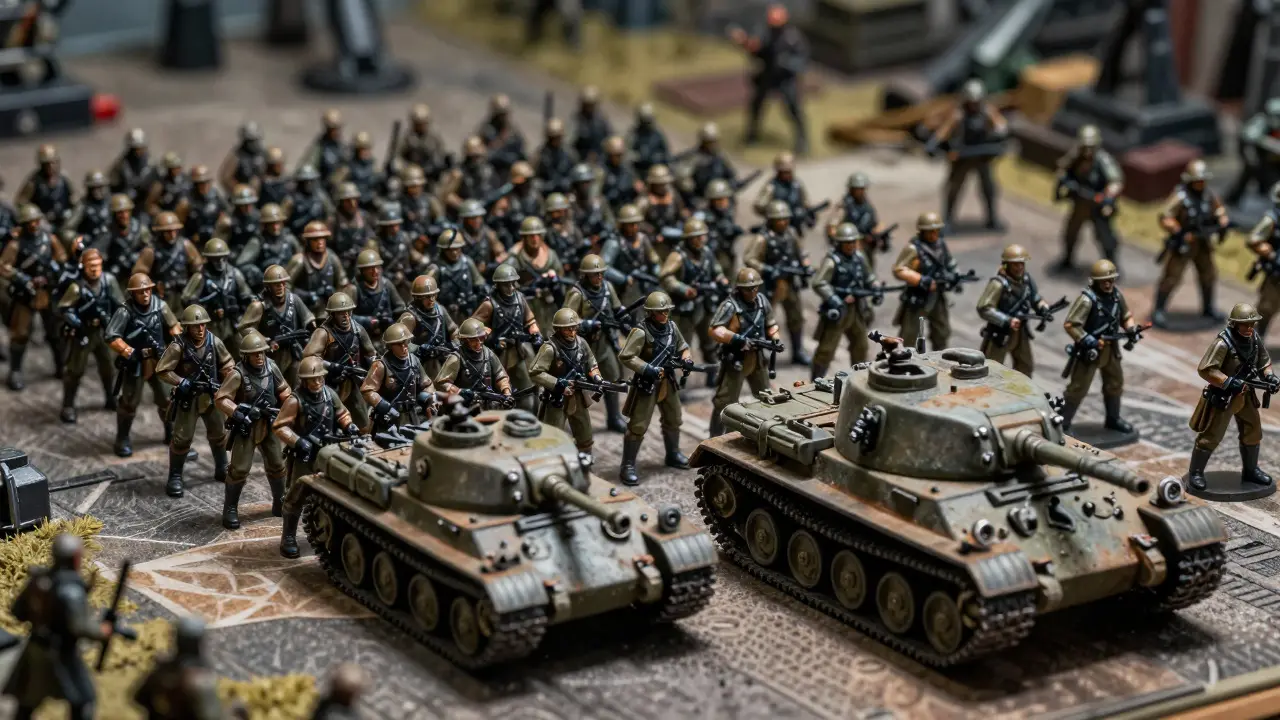 Армия Имперских Стражей в боевом строю на игровом поле