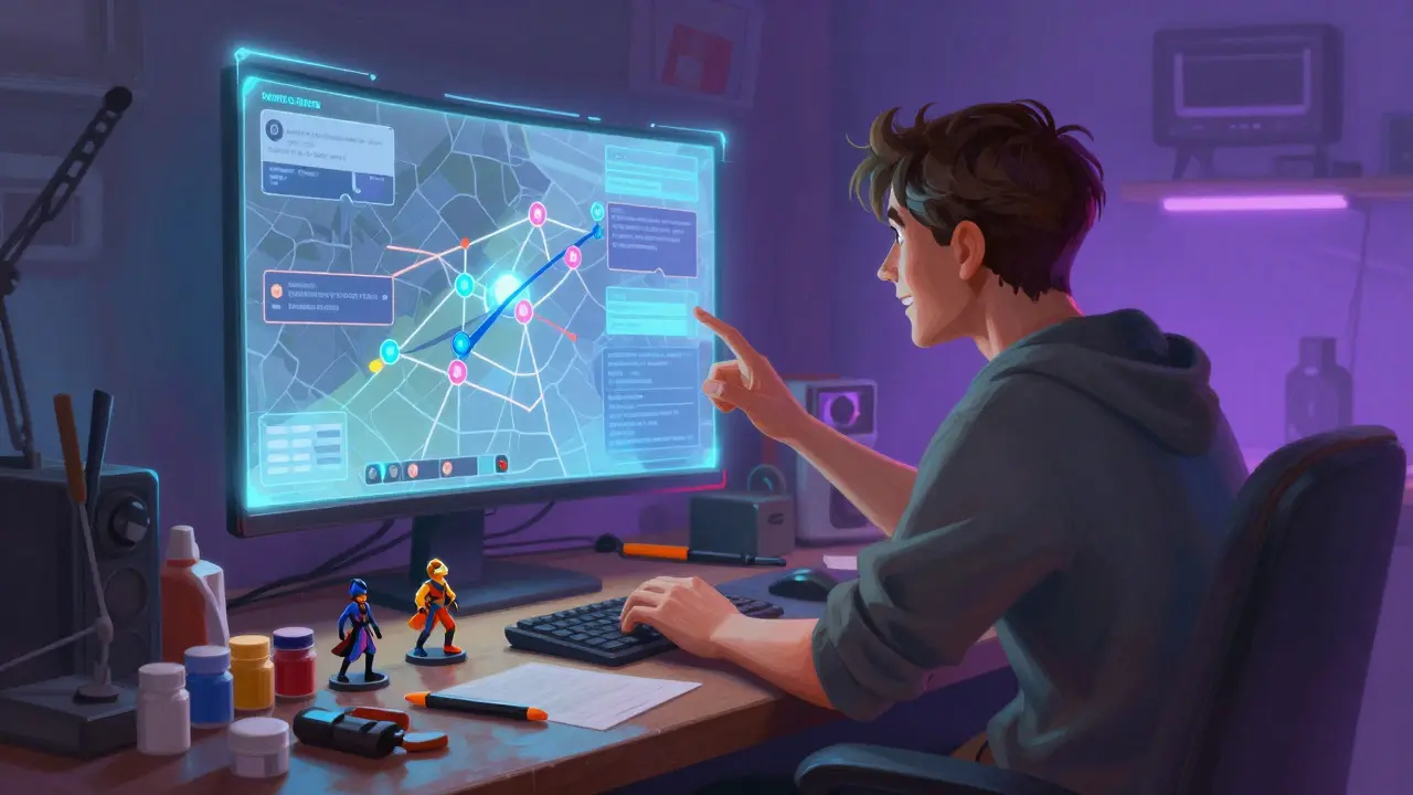 Игрок использует цифровой интерфейс для поиска партнёра по настольной игре