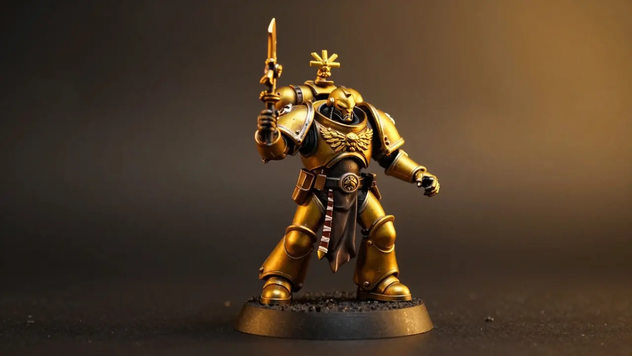 Победная миниатюра Warhammer 40K подсвечена в темноте