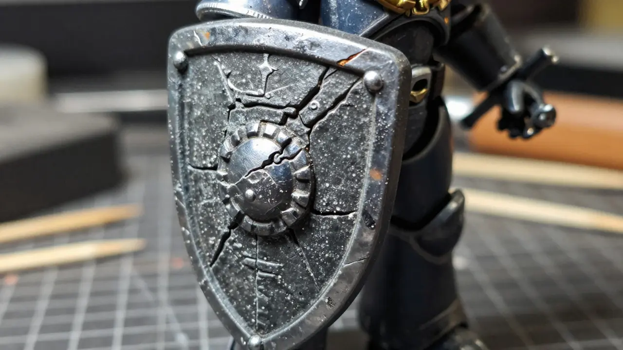 Сочетание текстур Warhammer 40K: камень, металл и кожа для героя