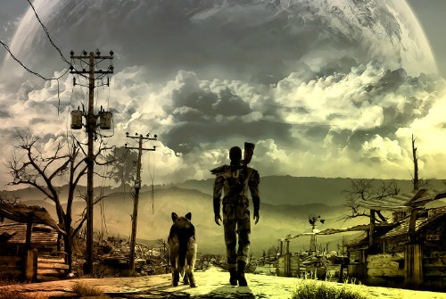 Главный герой с собакой в Fallout 4