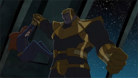 Танос в мультсериале «Команда Мстители» (Танос против Чёрной Вдовы)
