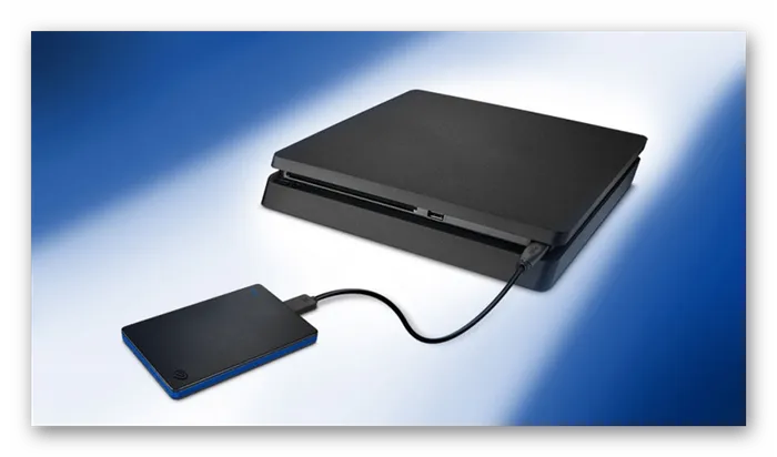 Подключите внешний жесткий диск к игровой консоли PS4