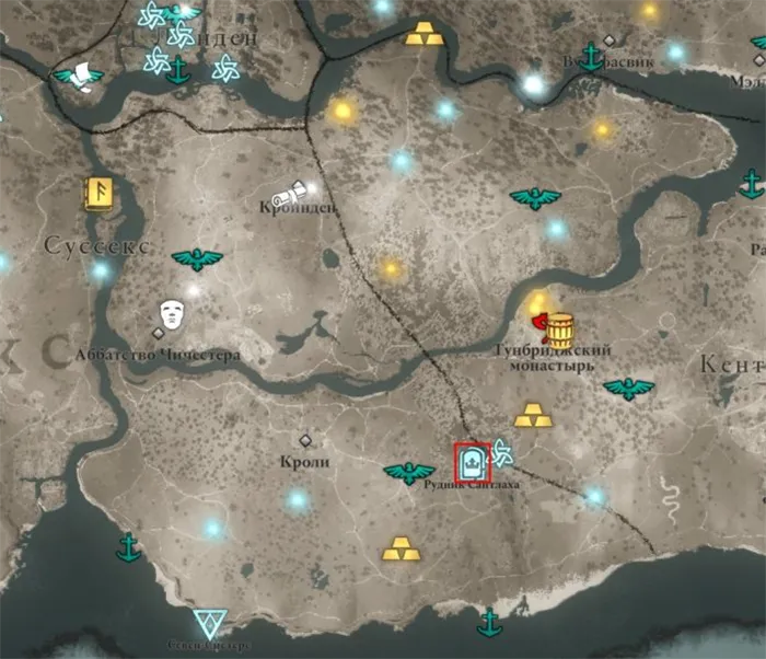 Британские сокровища Сассекса в Assassins' Creed: карта мира Валгаллы