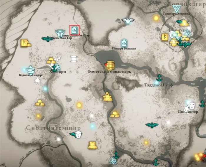 Британские сокровища в Сноттингемшире в Assassin's Creed: карта мира Валгаллы