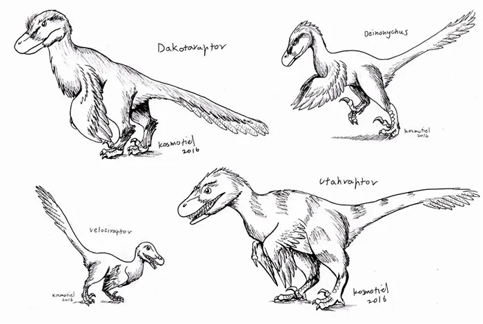 Различные виды дромеозавров