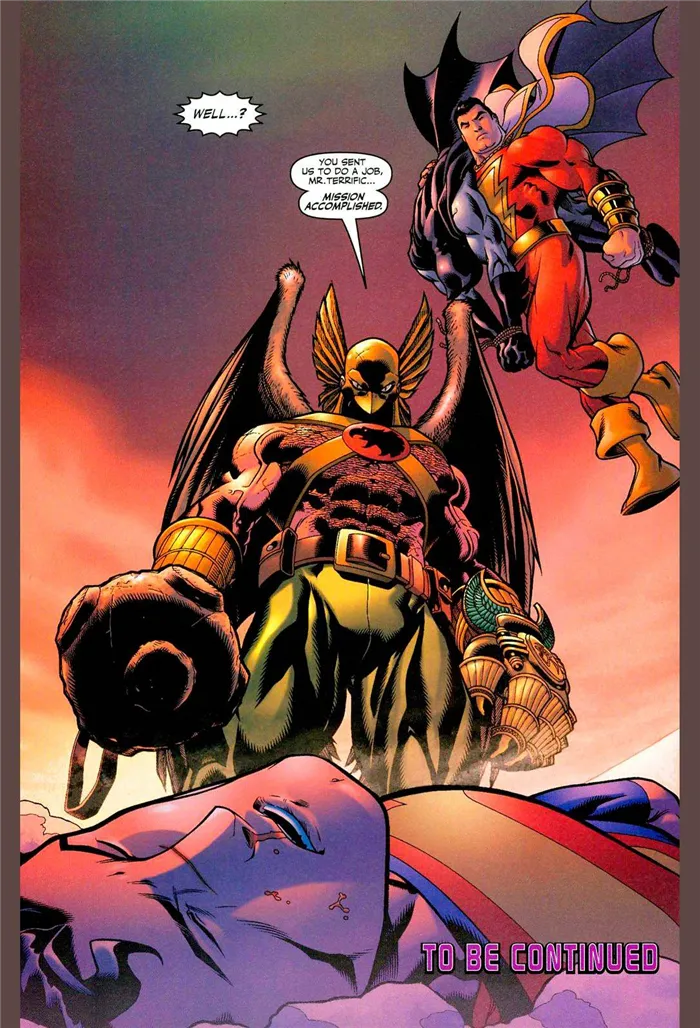Супермен побеждает Манхоука с помощью Когтя Хоруса