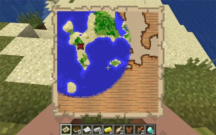 Карта зарытых сокровищ в Minecraft SeedJavaEdition