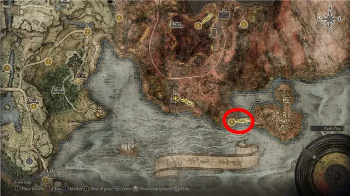 Карта Халида с указанием местоположения Красного страшного замка.